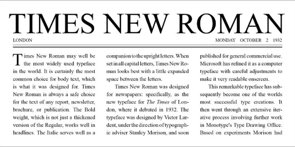 5 Most Used Serif Font Styles Today (Plus Lettertype Studio Picks)_Times New Roman